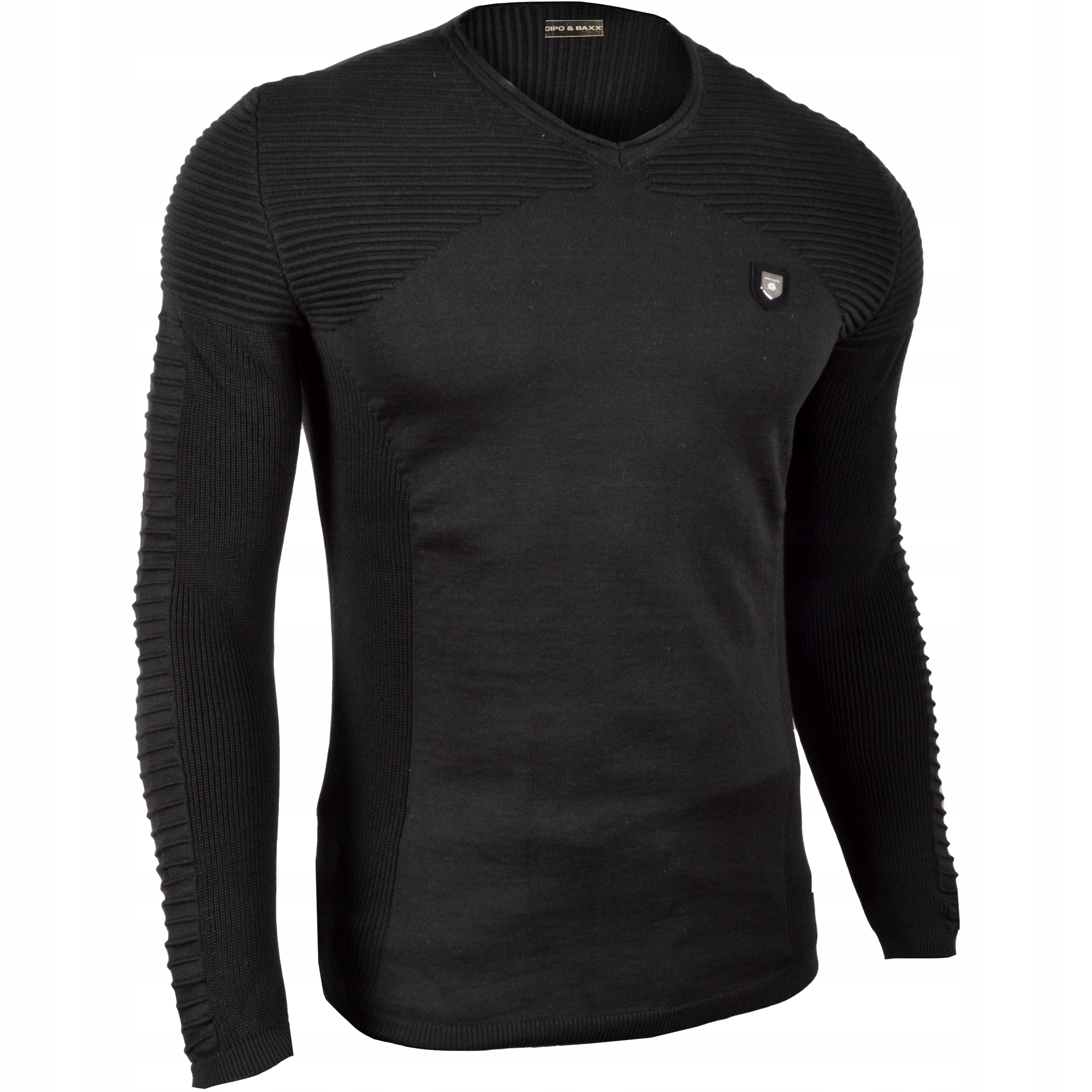 Svetr athletic Slim Fit elastický V-neck Cipo Baxx