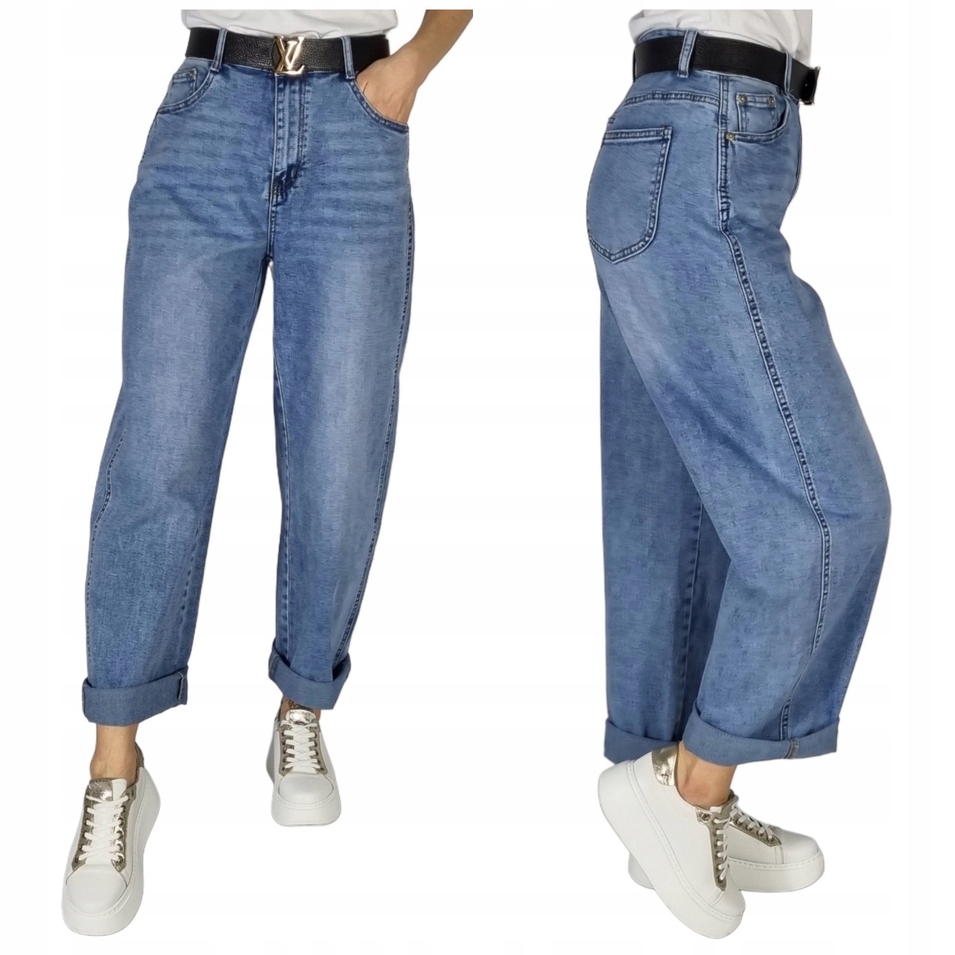 Spodnie Jeansowe Balloon Fit Plus Size XXL