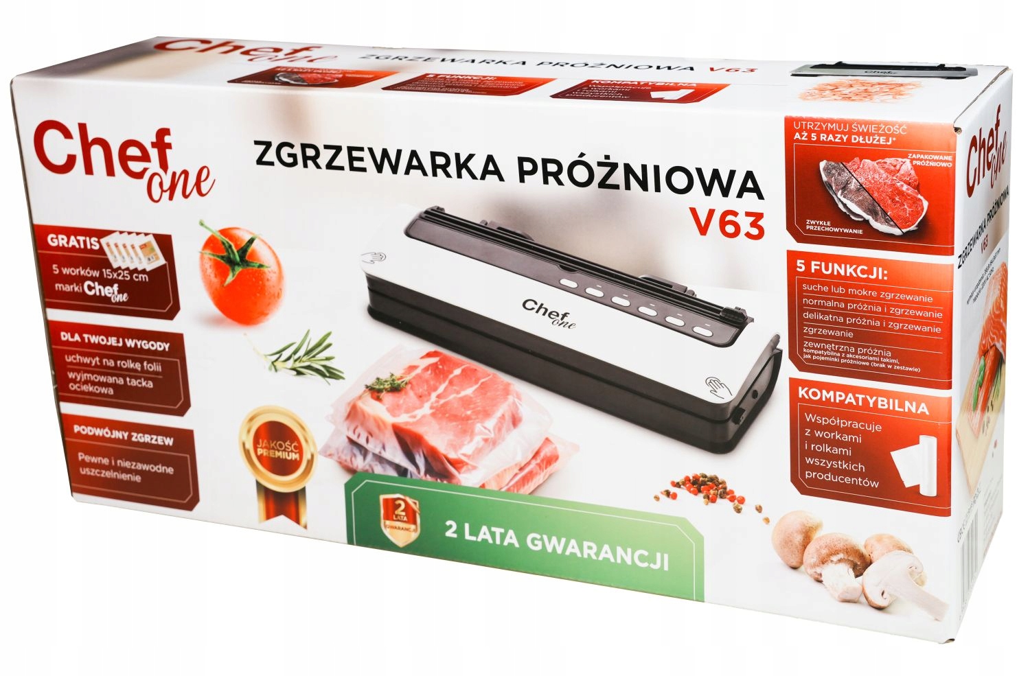 Chefone V63 vakuová balička potravin, svářečka fólií zátka na víno