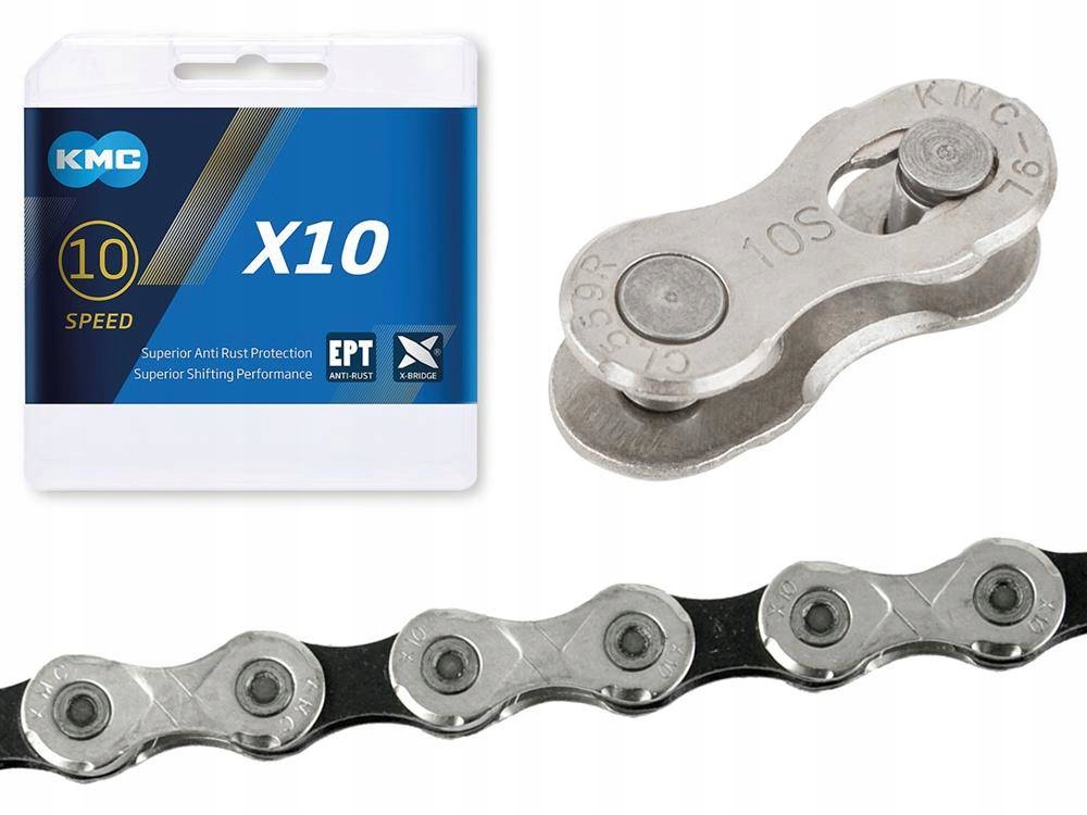 Řetěz stříbrný černý Kmc X10 114 článků 5,88 mm 10 řad X-Bridge