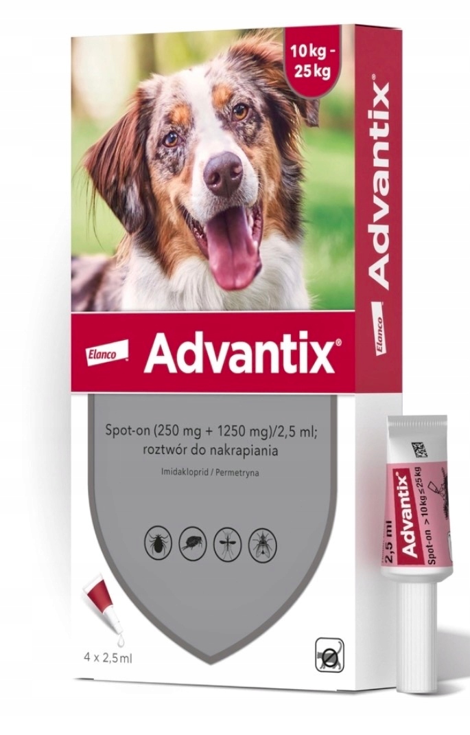 Advantix 10-25kg 4 x 2,5ml pchły/kleszcze