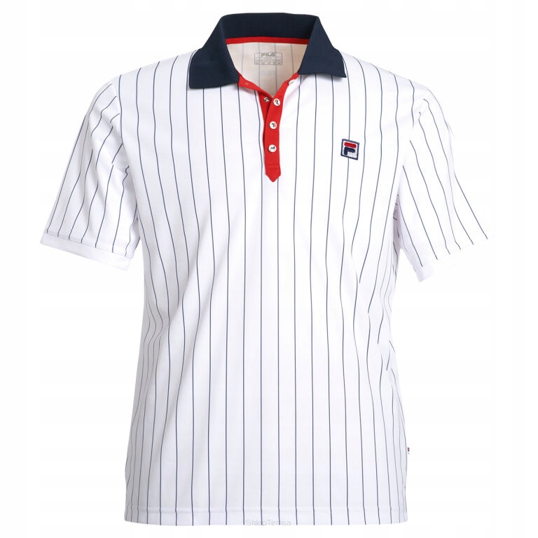 Koszulka tenisowa Fila Polo Stripes biała L