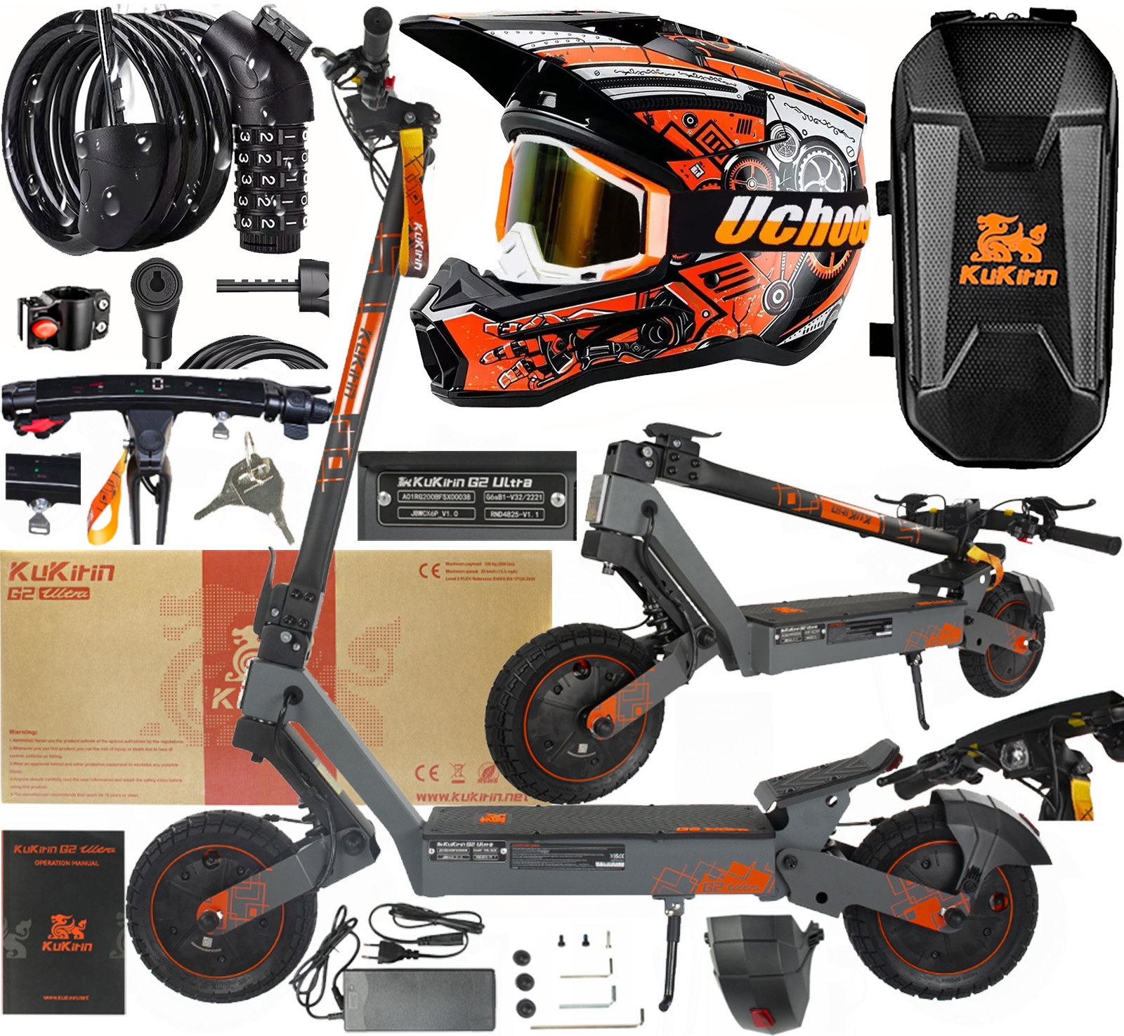 KuKirin G2 Ultra Folding 1600W 48V 18Ah 50km/h 55KM Off-Road Gift Pl