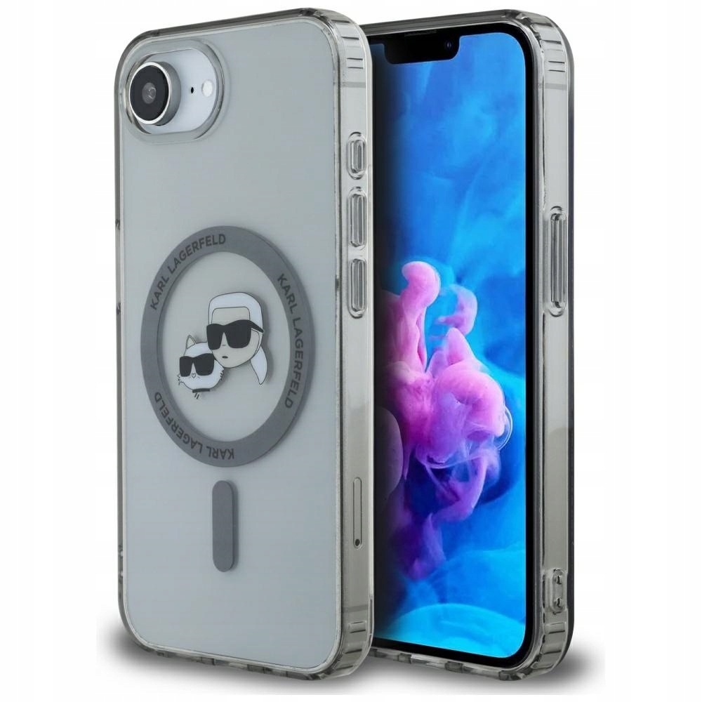 Pouzdro Karl Lagerfeld IML Metal Karl & Choupette Heads MagSafe pro iPhone