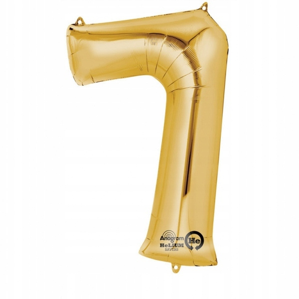 

Balon foliowy Cyfra 7 lat urodziny Złoty hel 88cm