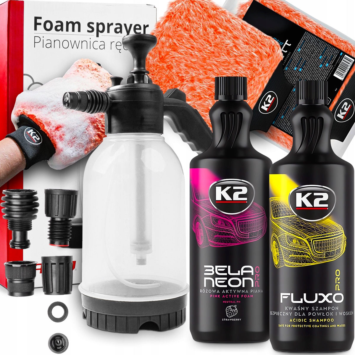 Napěňovač Aktivní Pěna Bela Šampon Fluxo Předmytí Rukavice K2