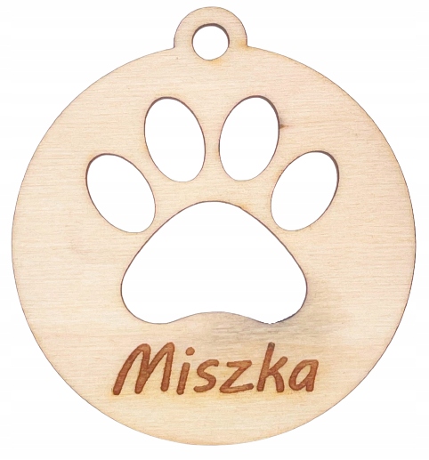 

Bombka drewniana na choinkę Imie Pupila Psa Kota