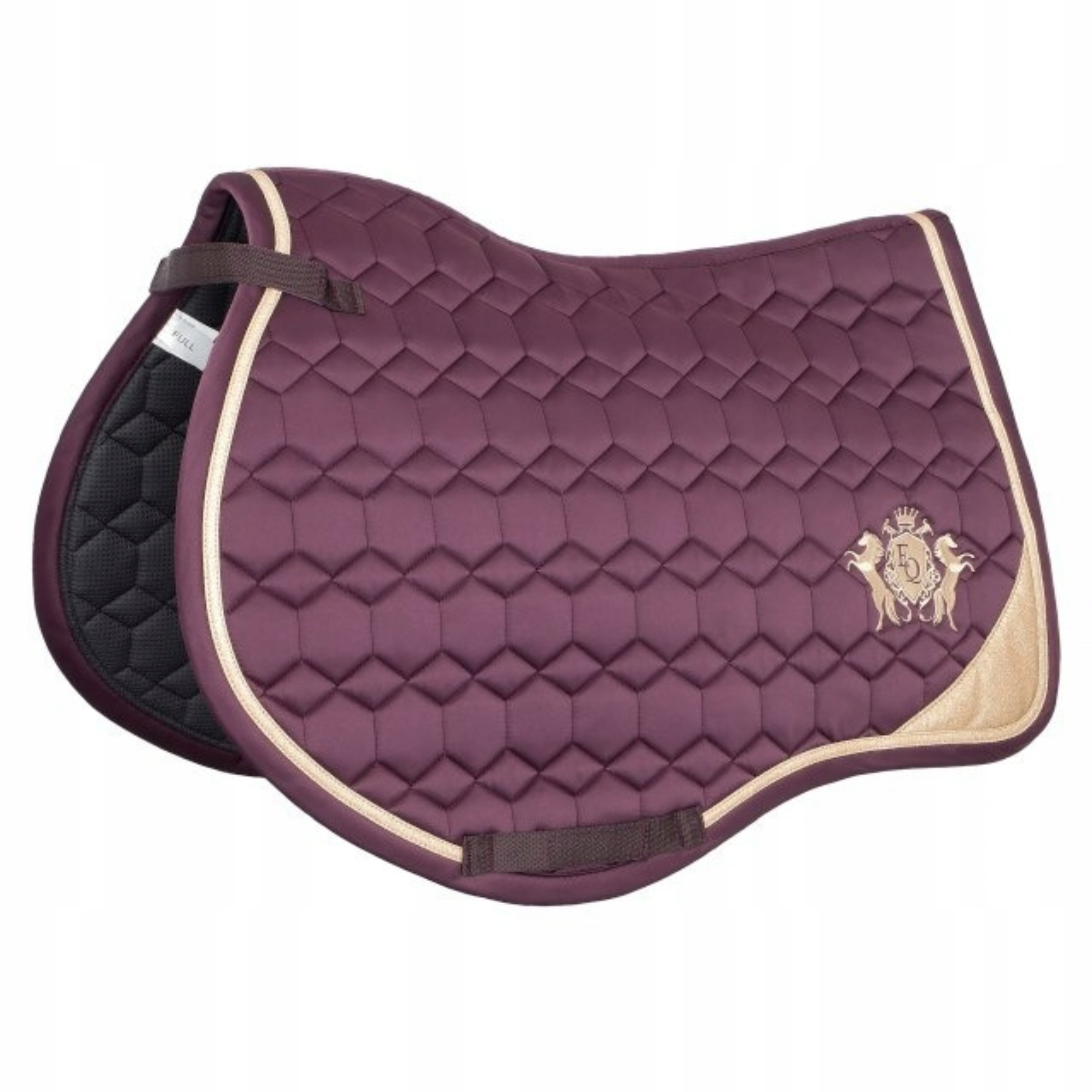 Czaprak Wszechstronny Śliwkowy bordowy Brokatowa Złota Lamówka full