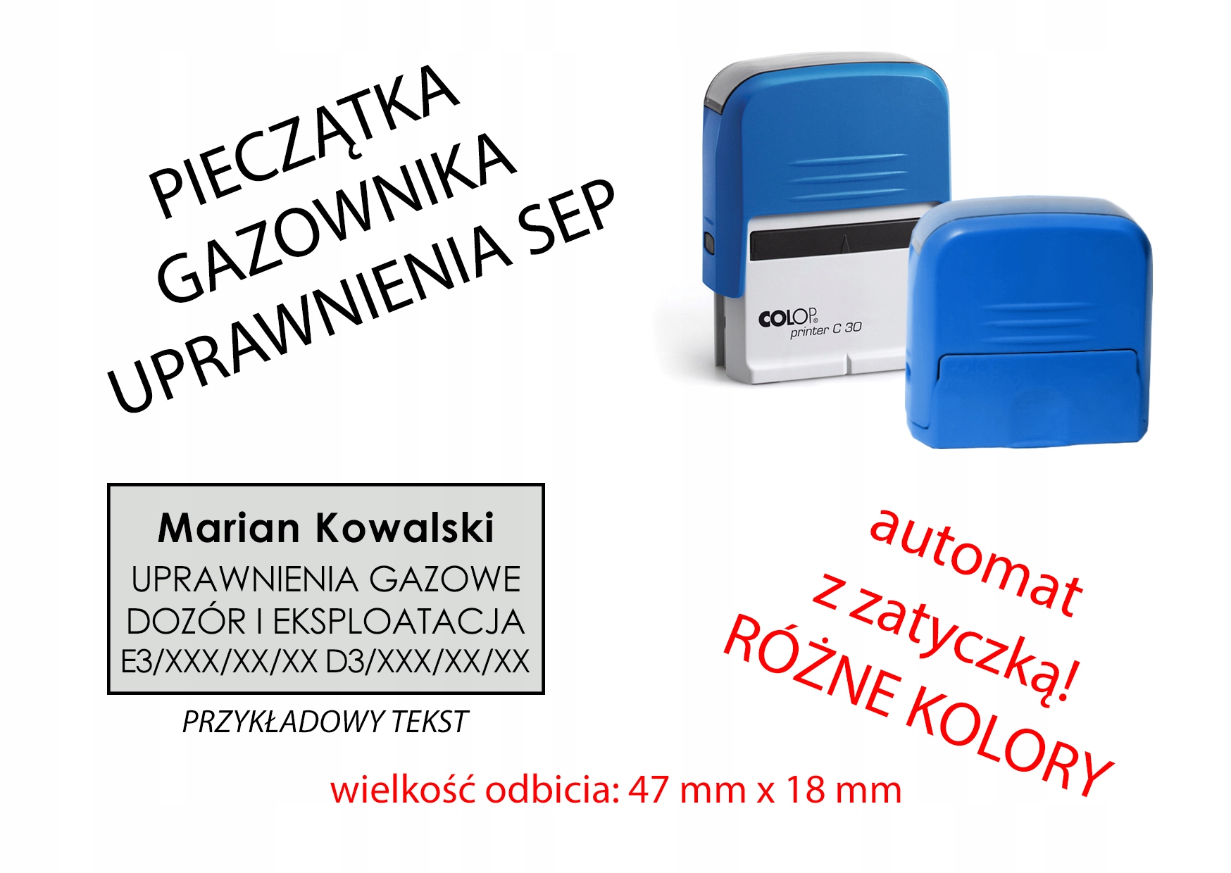 

Pieczątka Gazownika Uprawnienia Gazowe Sep G3 E/D3