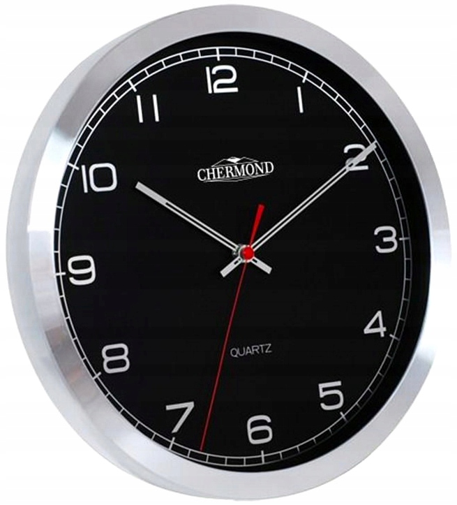 

9633 Chermond Duży 35cm Metalowy Zegar Czarny