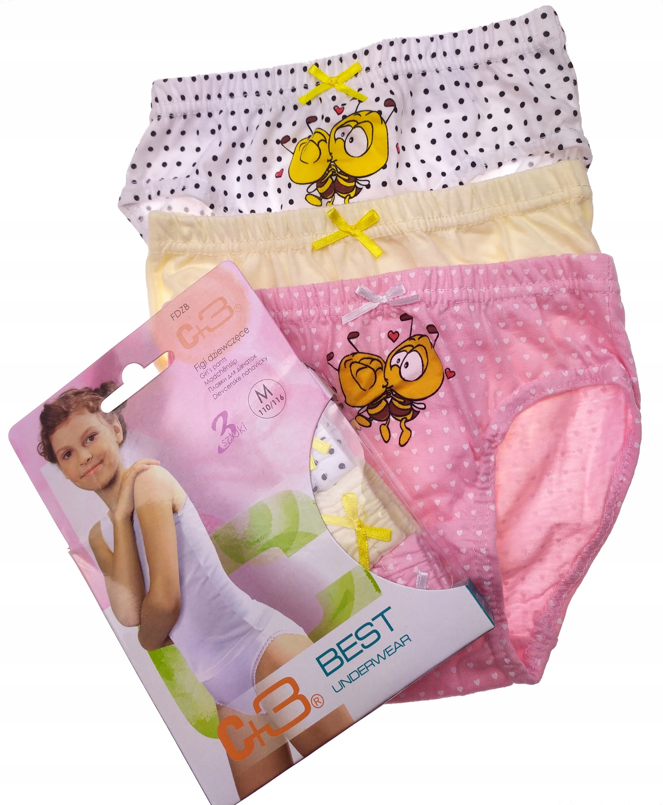 

Figi Dziewczęce 3szt.C+3 roz.M 110-116 100%BAWEŁNY