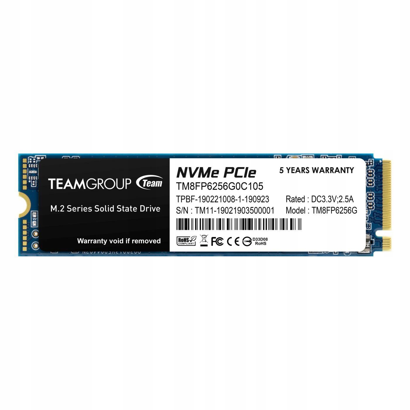 Dysk Ssd Team Group MP33 256GB M.2 2280 PCIe NVMe 1600/1000MB/s