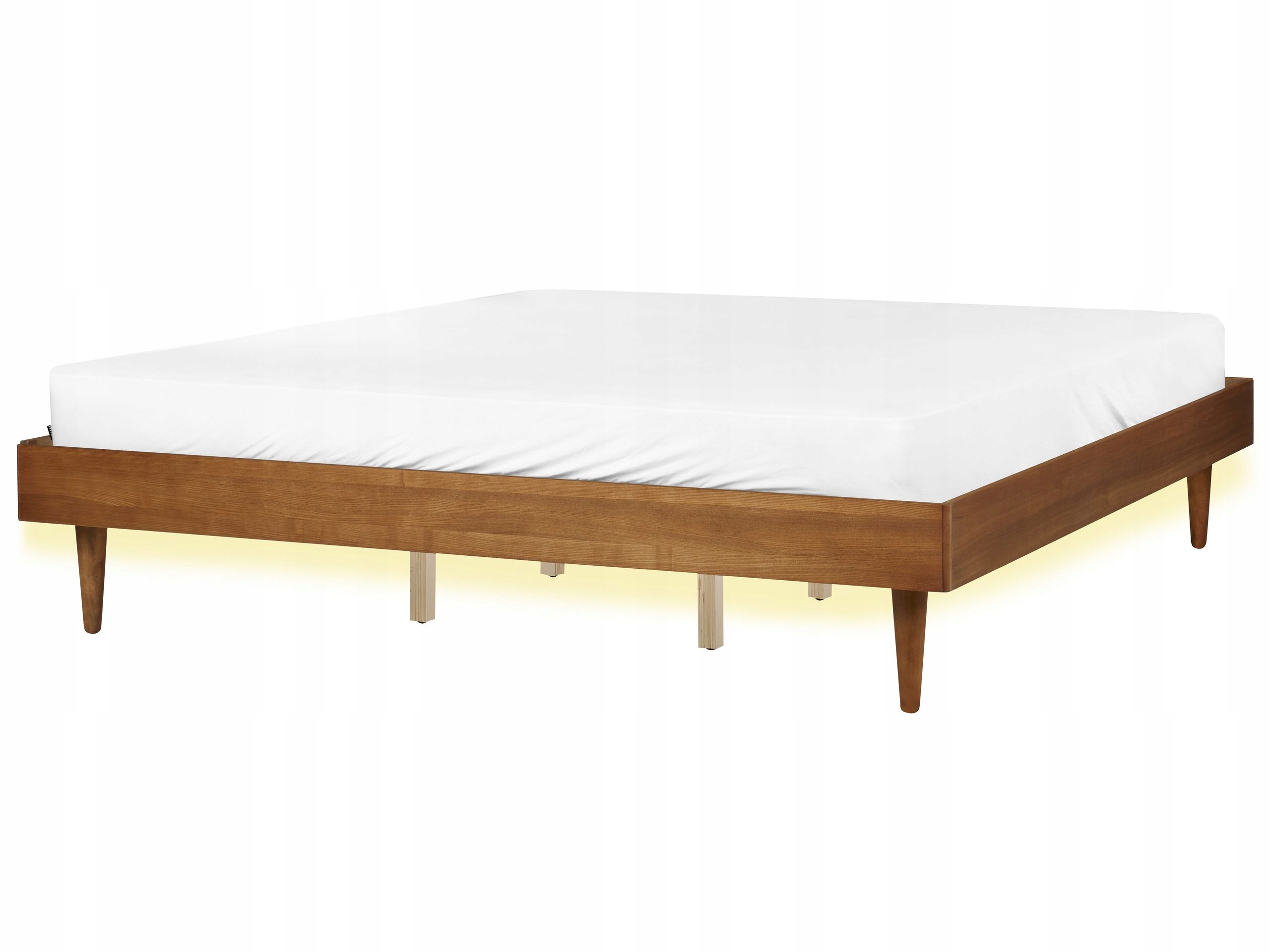 Łóżko Led ze stelażem 180 x 200 cm jesion brązowy