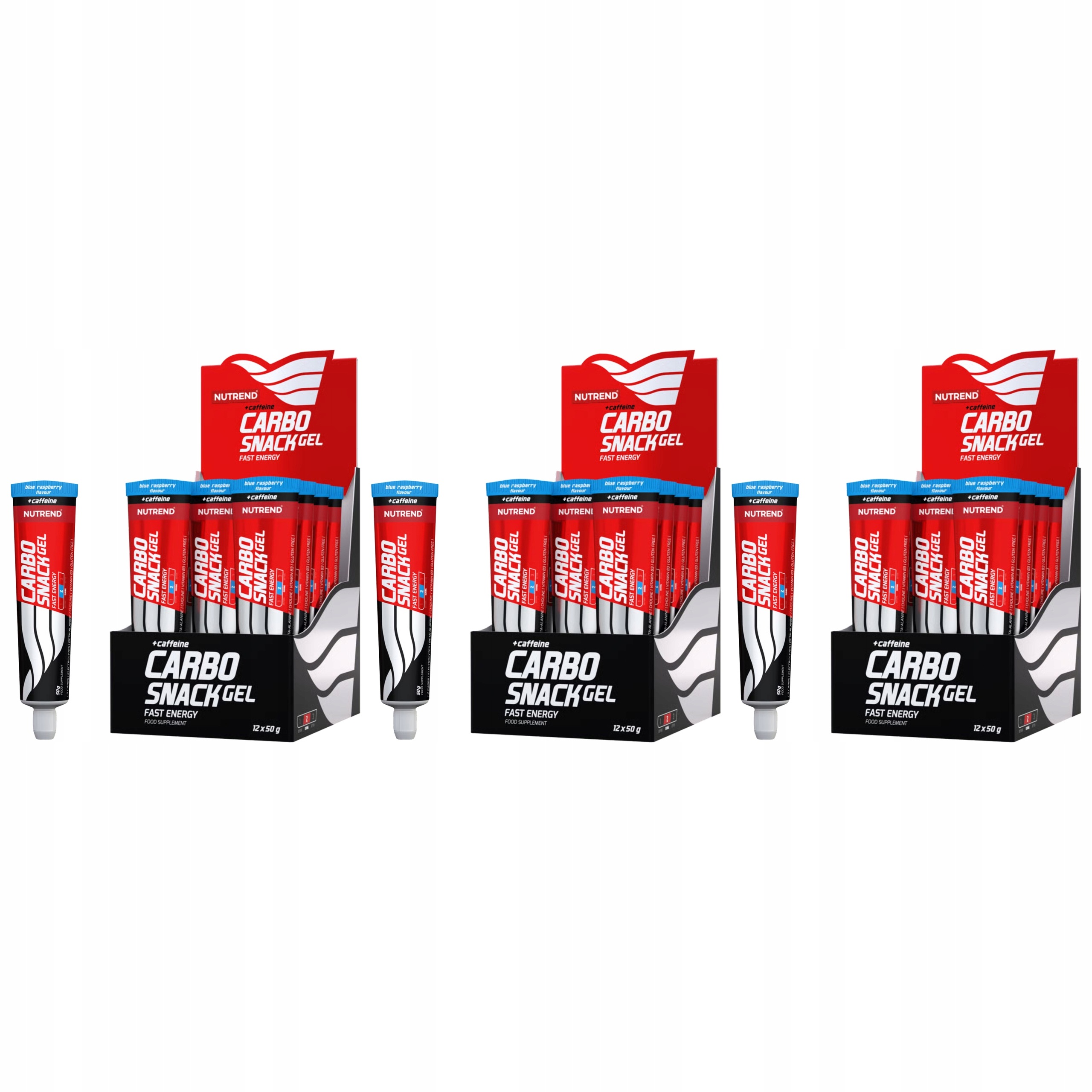 3x Energetický Gel Kofein 60mg Sacharidy Beta-alanin 12x50g Nutrend