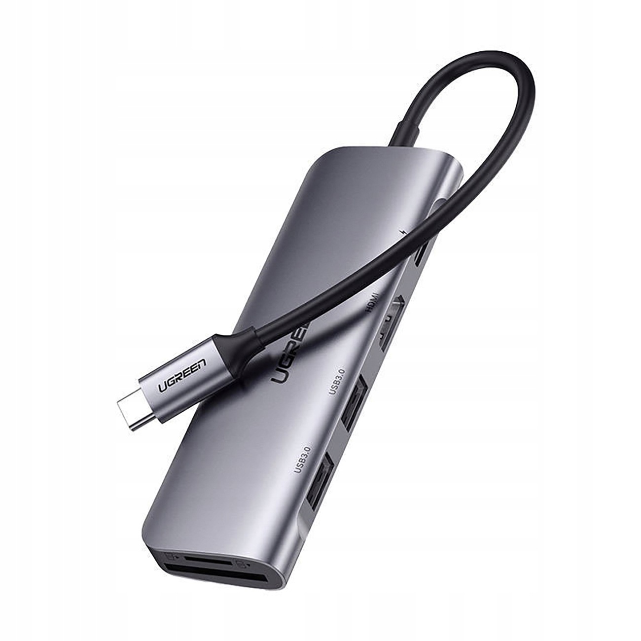 6v1 Hub adaptér Usb-c Hdmi Usb-a Usb-c Pd čtečka Sd Tf šedá