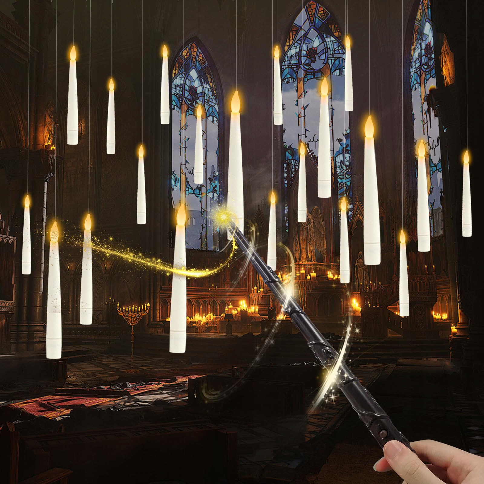 svíčky s kouzelnou hůlkou a dálkovým ovládáním Plovoucí závěsné Harry Potter 20 Ks