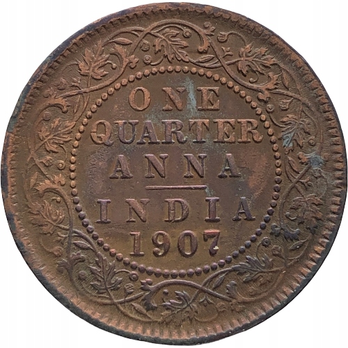53375. Indie Brytyjskie, 1/4 anny, 1907r.