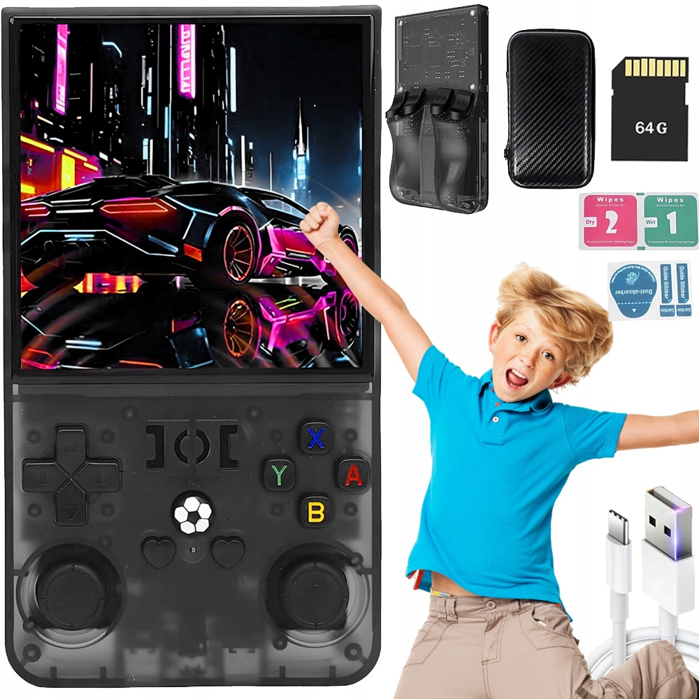 R36MAX Konsola Retro 18 000 Gier Mini Przenośna Konsola Do Gier 64GB