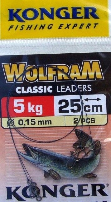 Przypon Konger Wolfram Czerwony 25cm 10kg 2szt