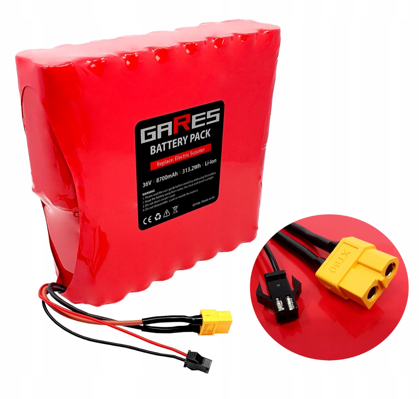 Baterie pro elektrickou koloběžku Čtvercový konektor XT60 36V 8,7Ah 8700 mAh