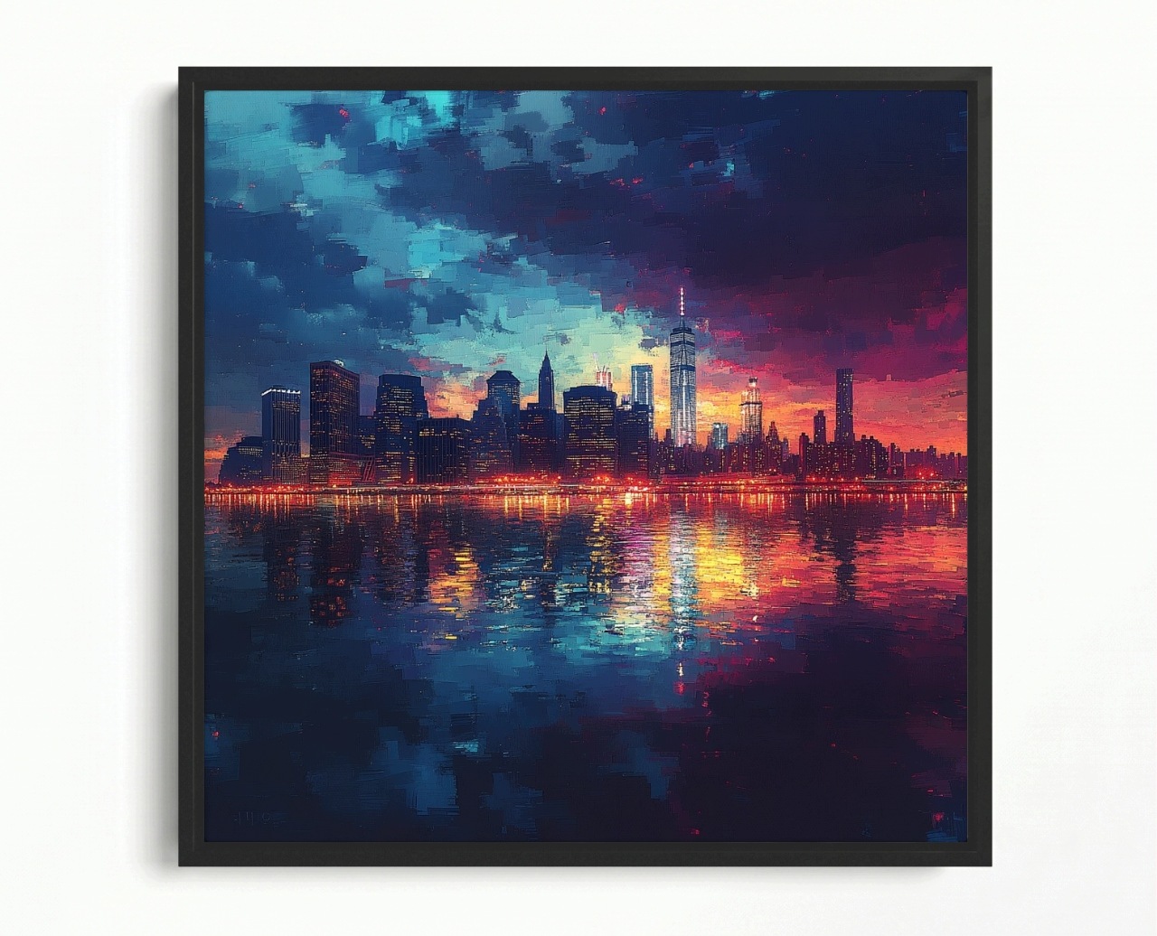 Obraz Rama American Box Město Panorama Manhattan New York Večer 50x50