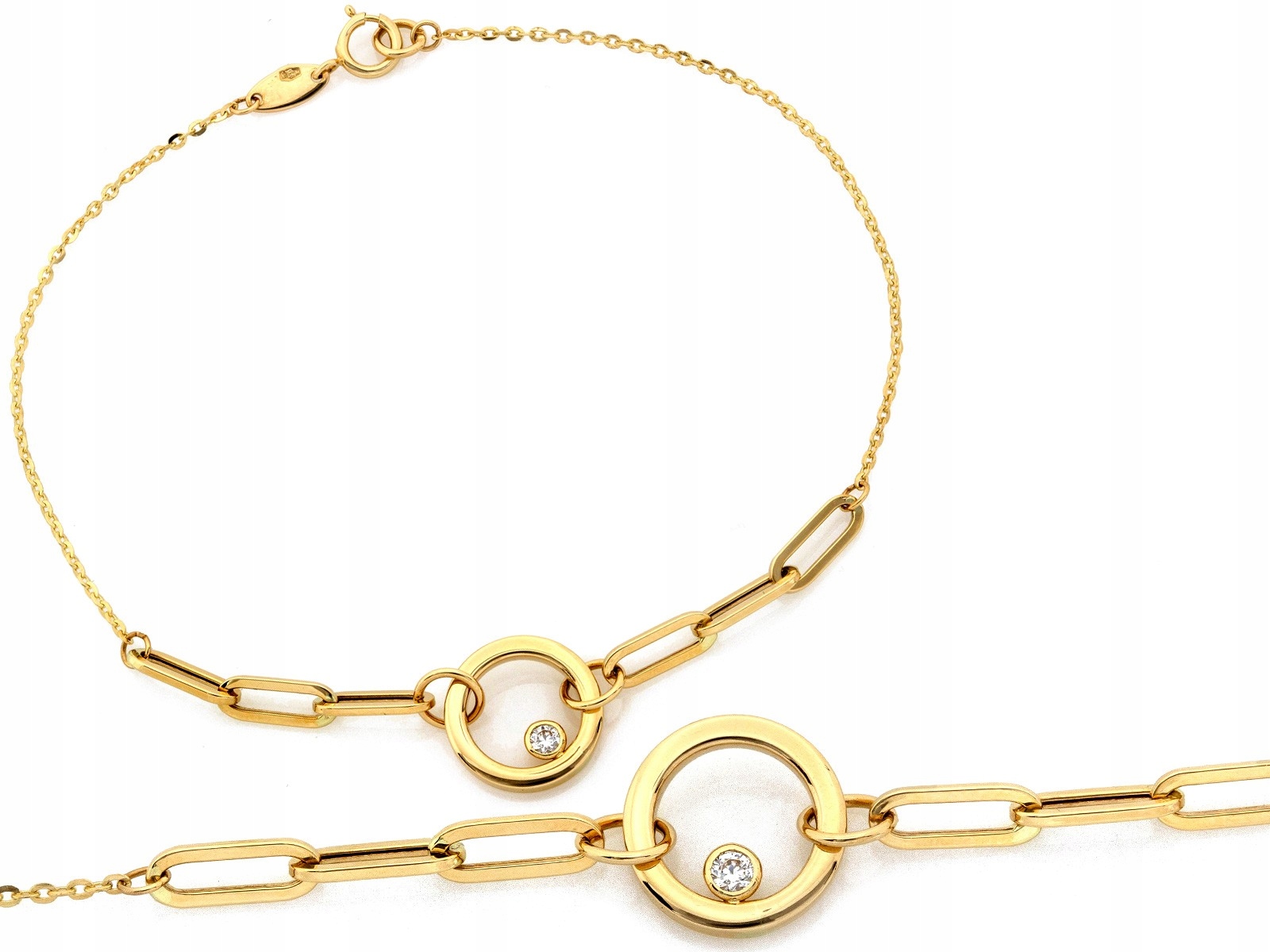 Zlatý náramek s módní vložkou z velkých článků r19