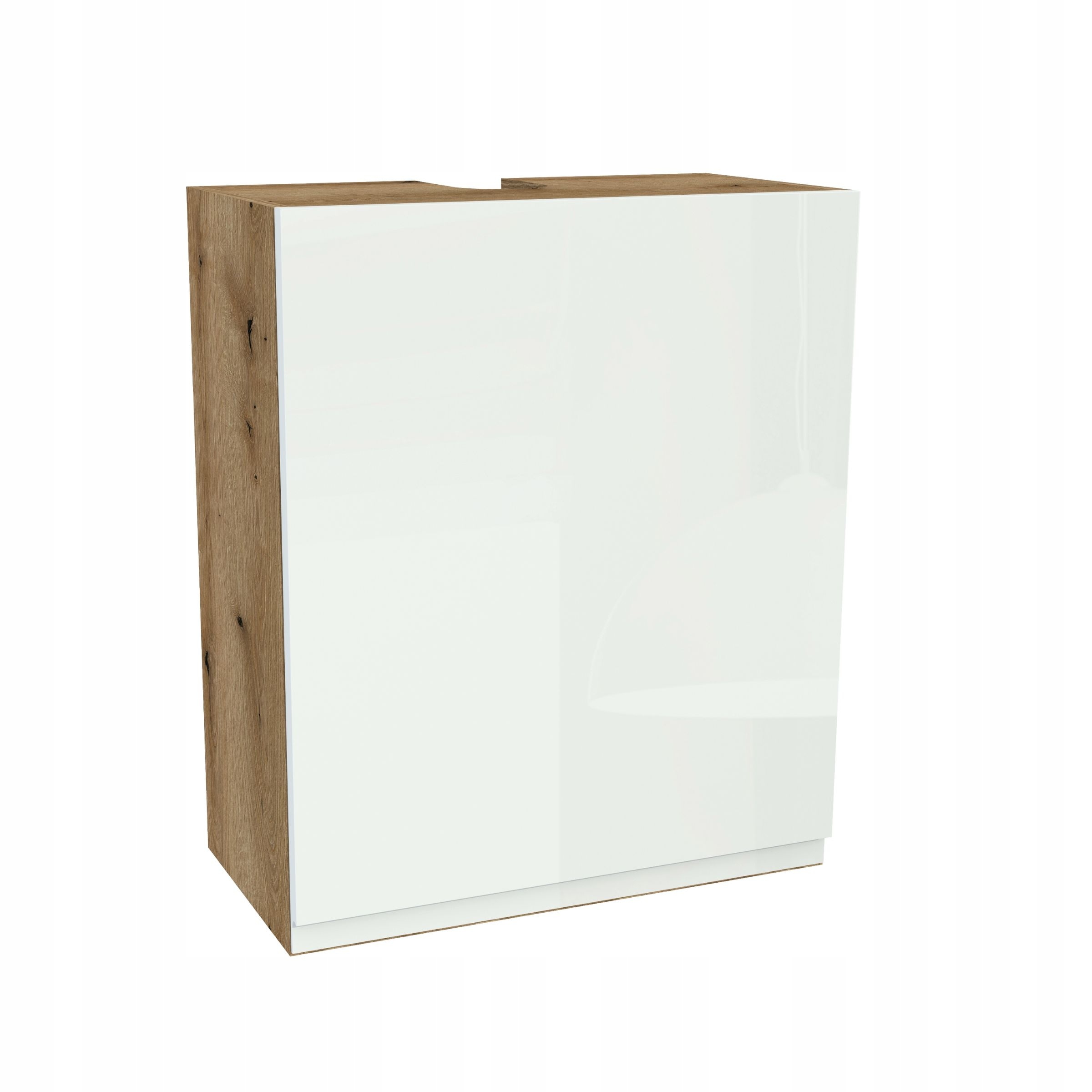 Horná digestorová skrinka 60/72 Frezo Dub Evoke predná časť Bezúchytková biela lesklá