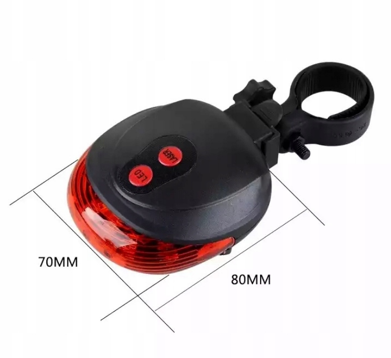 LAMPKA ROWEROWA LASEROWA 5 LED LASER NA TYŁ Model Lampka rowerowa tylna laser