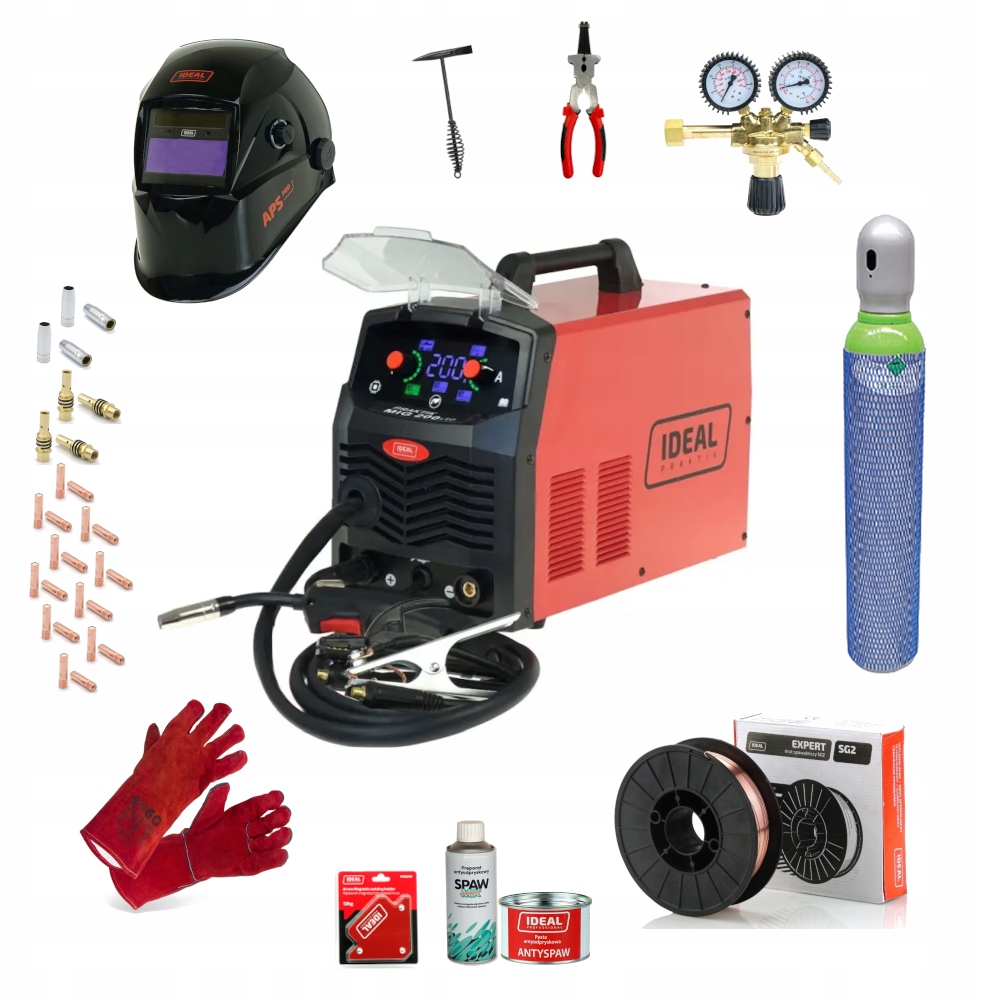 Spawarka Ideal Praktik Mig 200 Synergic Led #zestaw Komfort