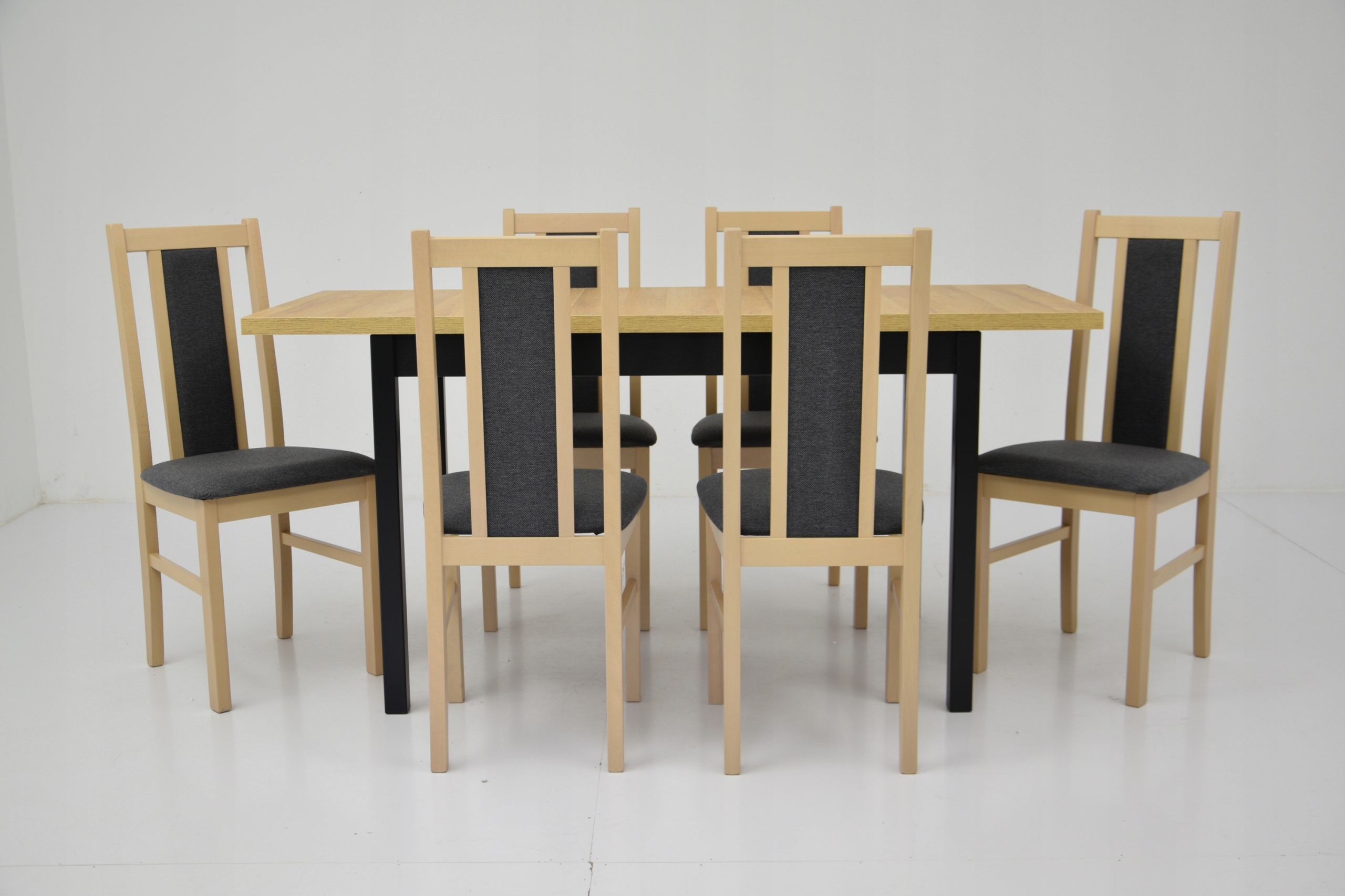 Zestaw drewnianych krzeseł i stół 70x120/160 SZARY Marka inna