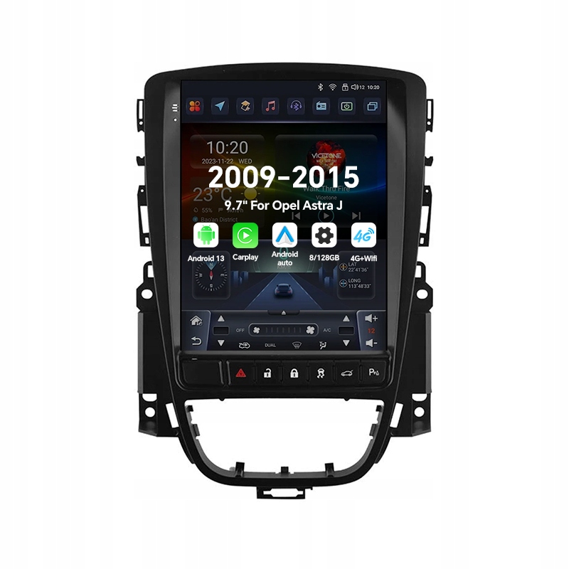 9,7" 2Din Android 13 autorádio pre Opel Astra J 2009-2015 Carplay 8G 128G