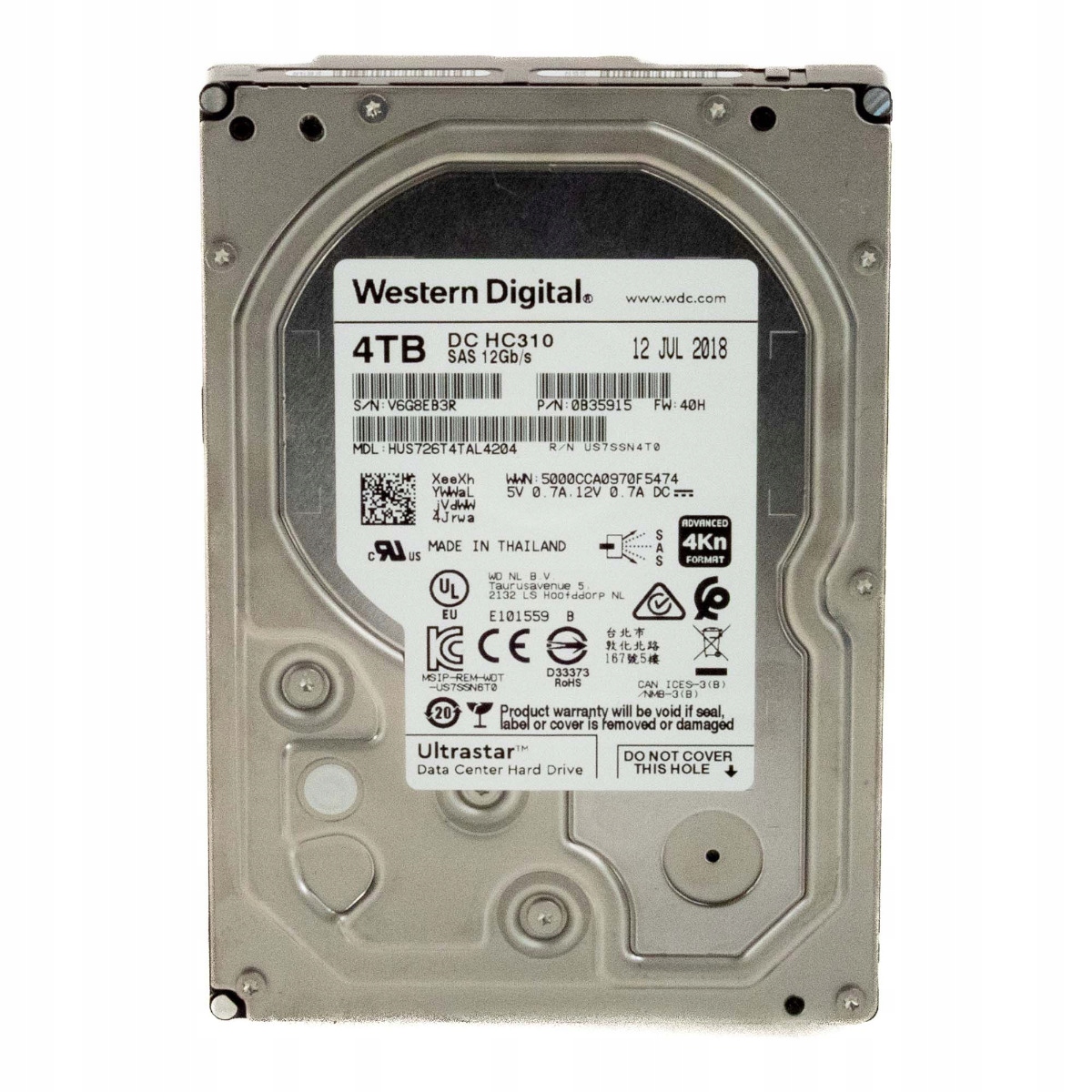 Wd UltraStar DC HC310 4TB 7.2K 256MB SAS-3 3.5'' HUS726T4TAL4204