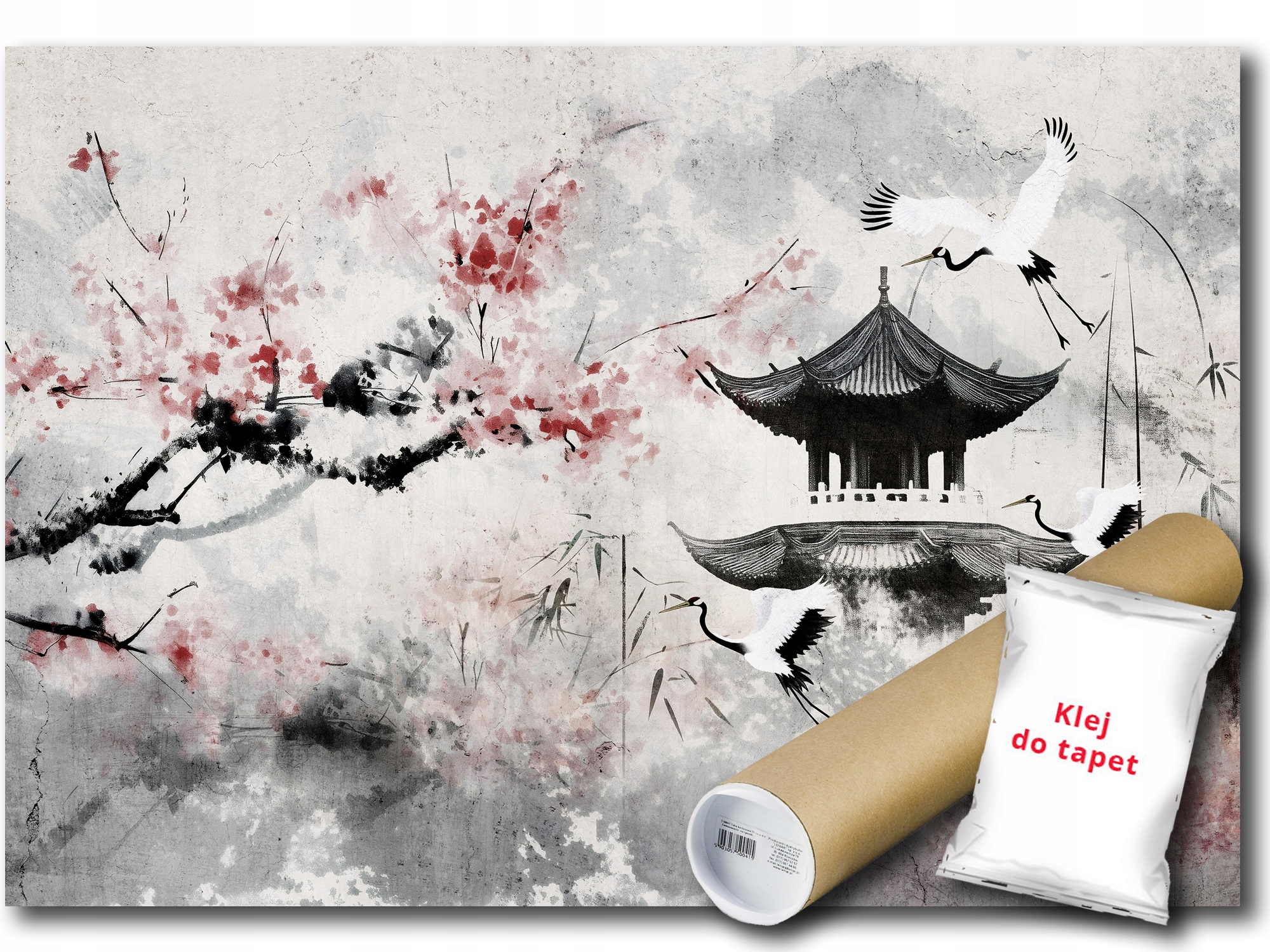 Fototapeta Flizelina Japonsko Asie Višeň Jeřáb Pagoda 350x250 lepidlo bonus