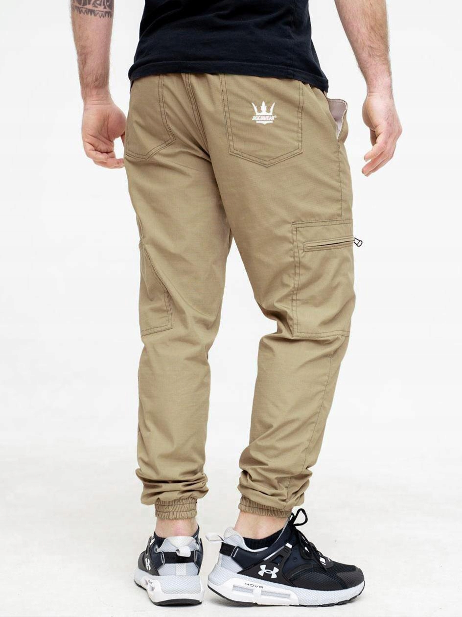 Kapsáče Jogger Látkové Jigga Wear Cargo 6 Kapes Béžové L