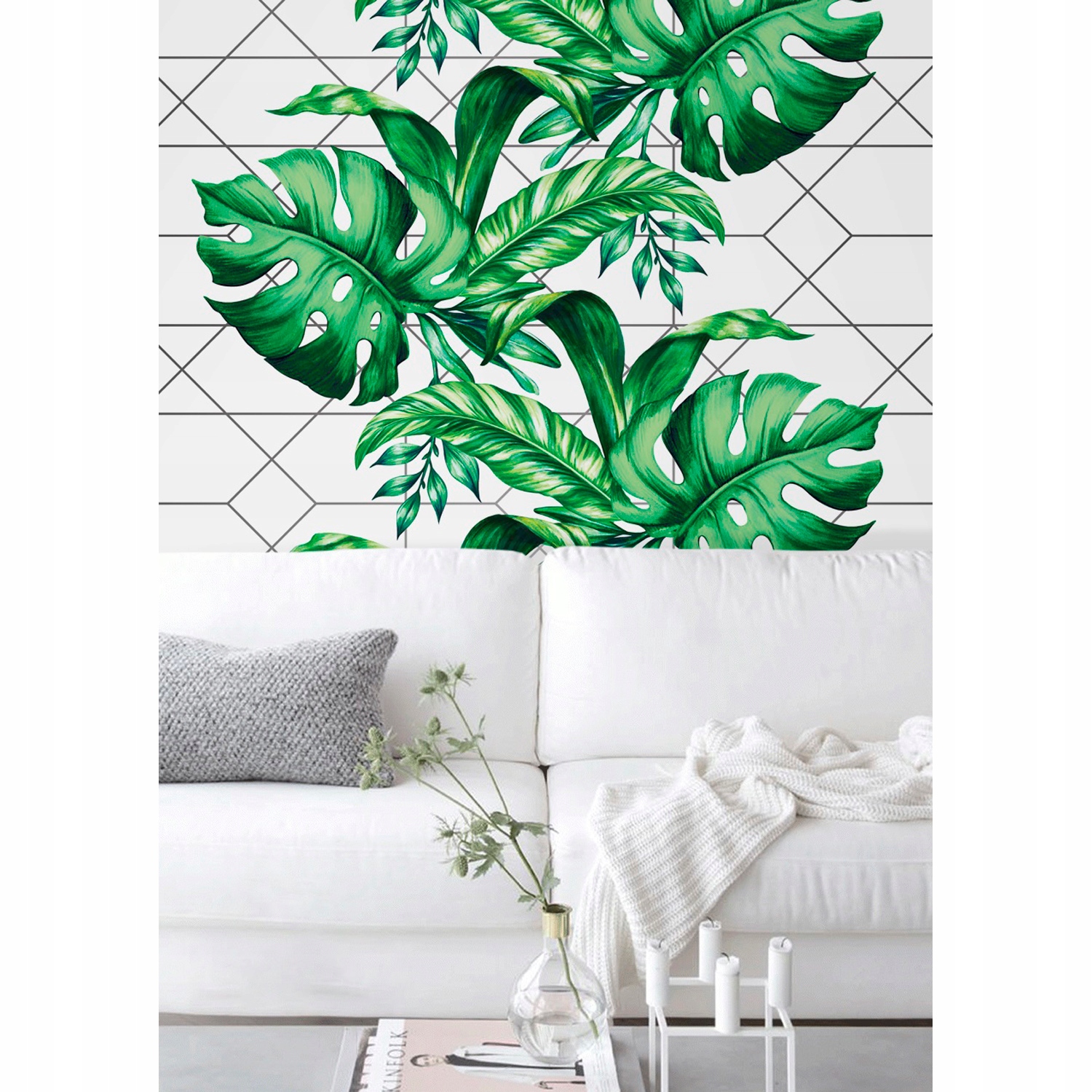 

Fototapeta Geometryczne linie i liście 152x104 cm