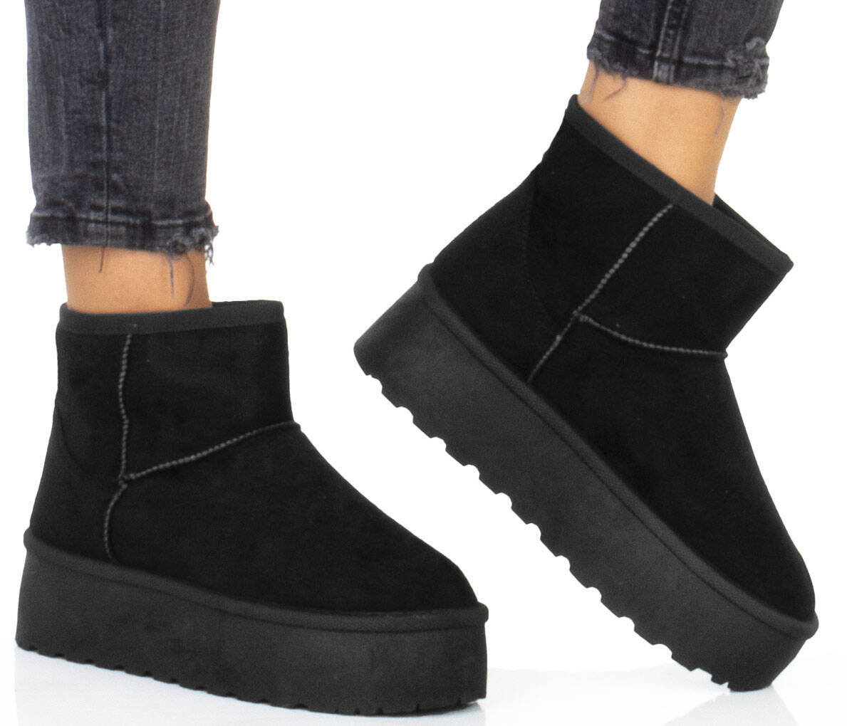 7902 CZARNE OCIEPLANE BOTKI ŚNIEGOWCE PLATFORMA 41 Rozmiar 41