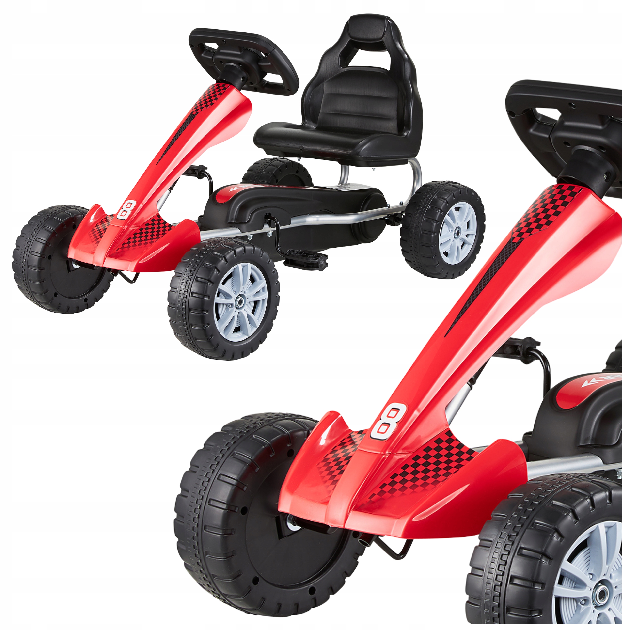 Gokart na pedały Happy Kiddo czerwony regulowane siedzisko 30 kg