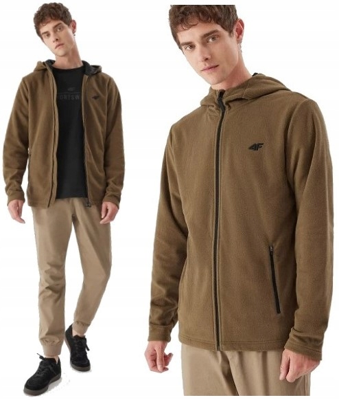 4F Ciepły Polar Męski Rozsuwany Bluza na Zamek TFLEM121 > XXL