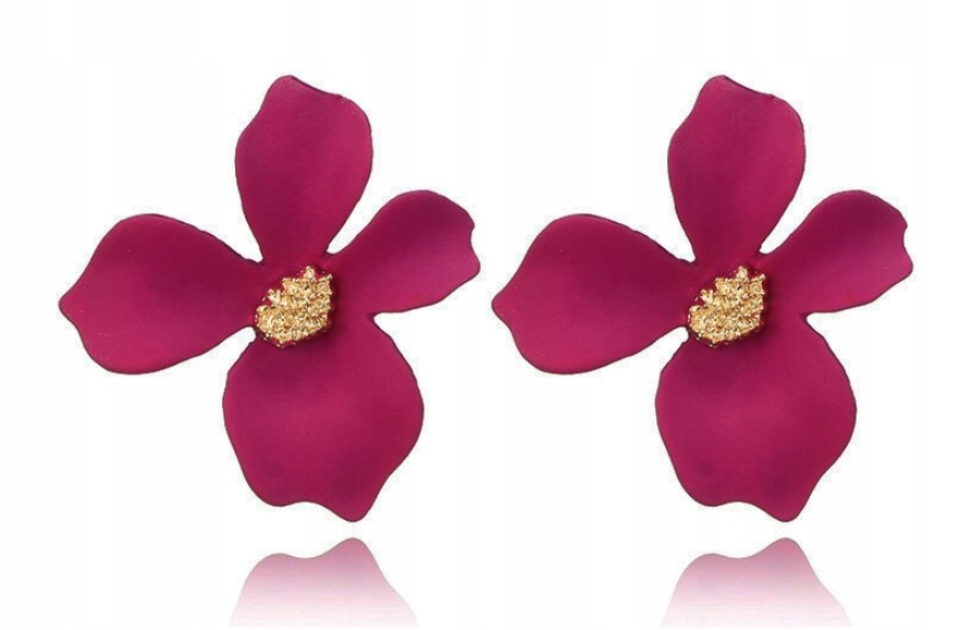 

Kolczyki kwiatowe wkrętki Kwiatki Fuksja