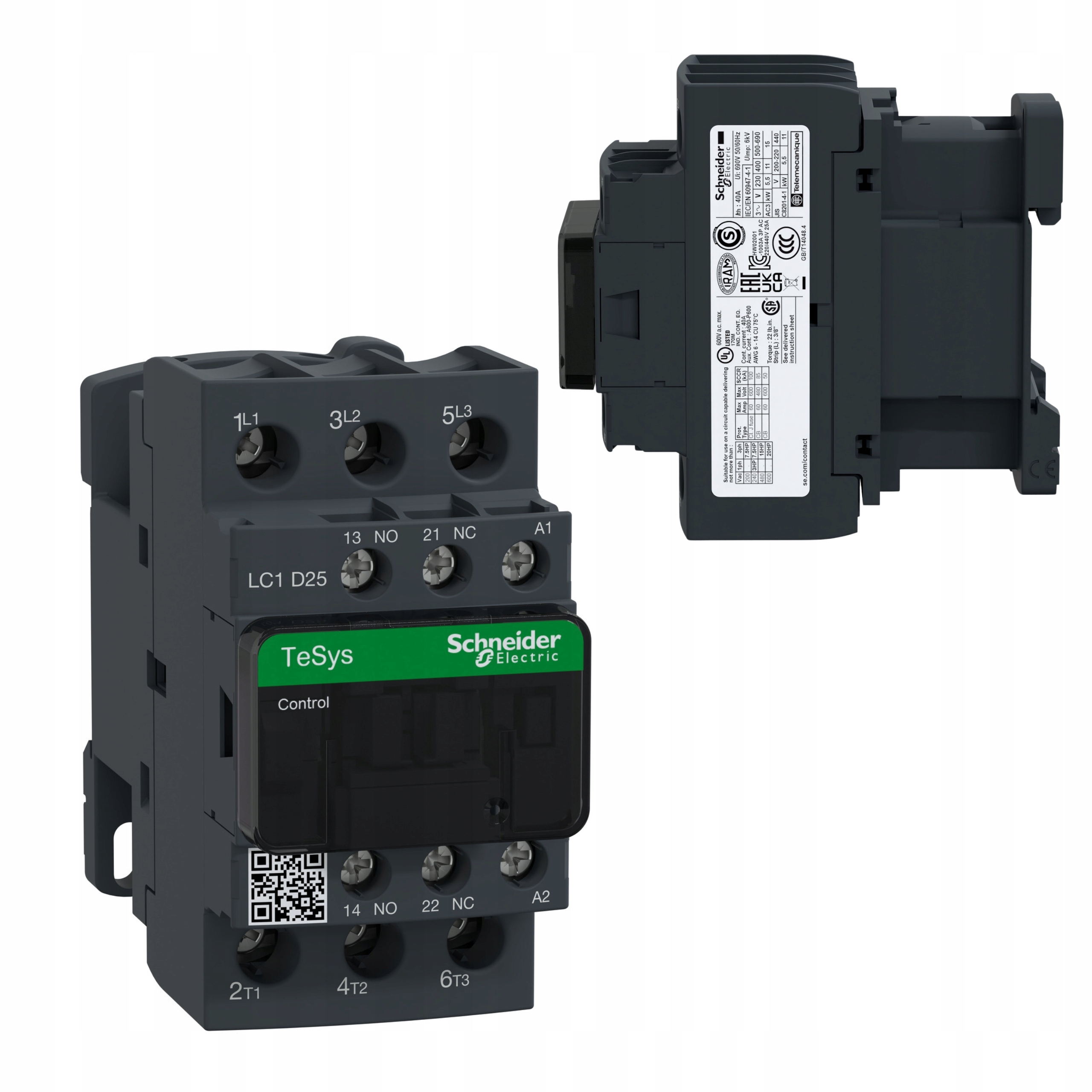 Stýkač výkonu TeSys pre Din lištu Schneider LC1D25P7 325A 3P 230VAC