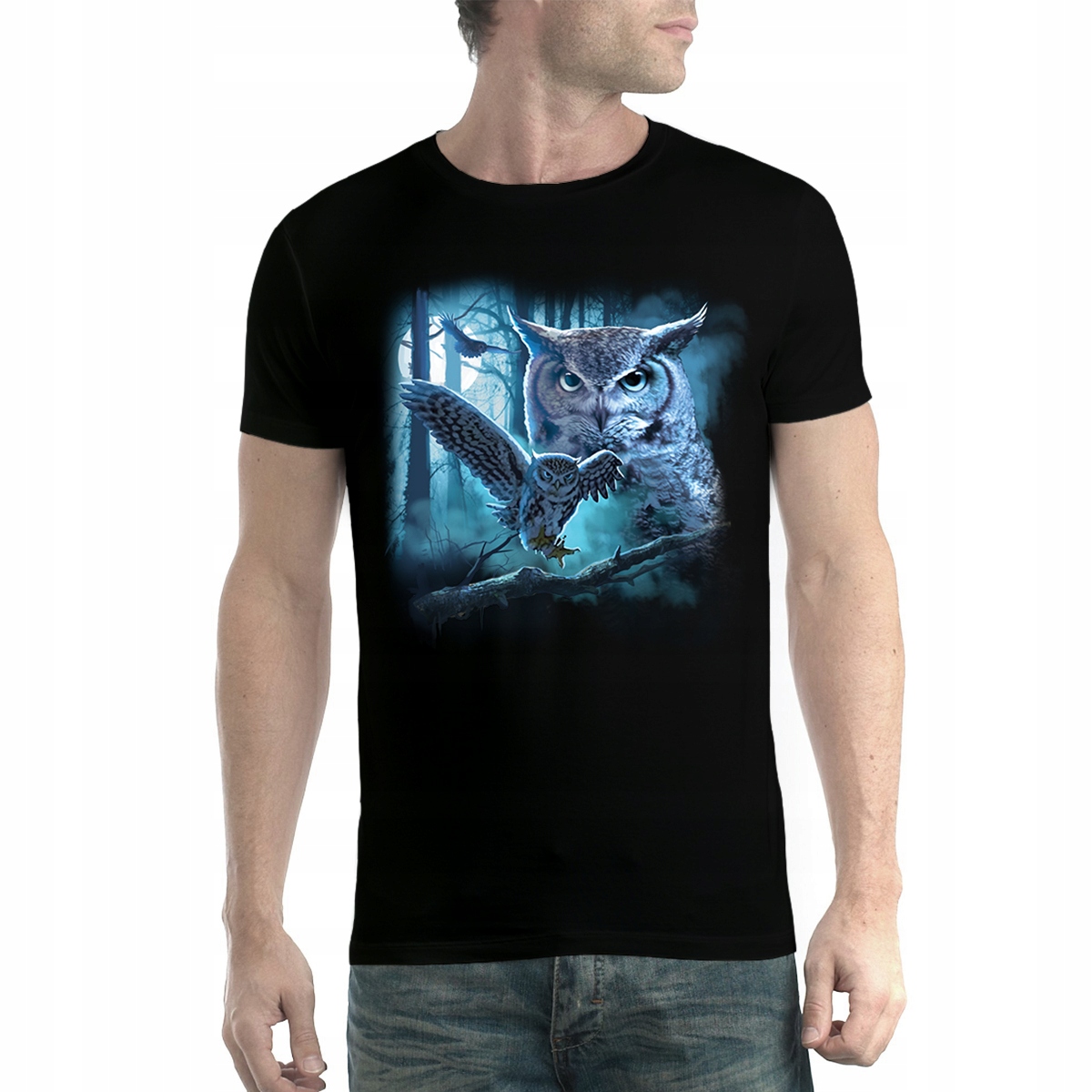 

Sowa Księżycowa Noc T-shirt Męski Czerń M