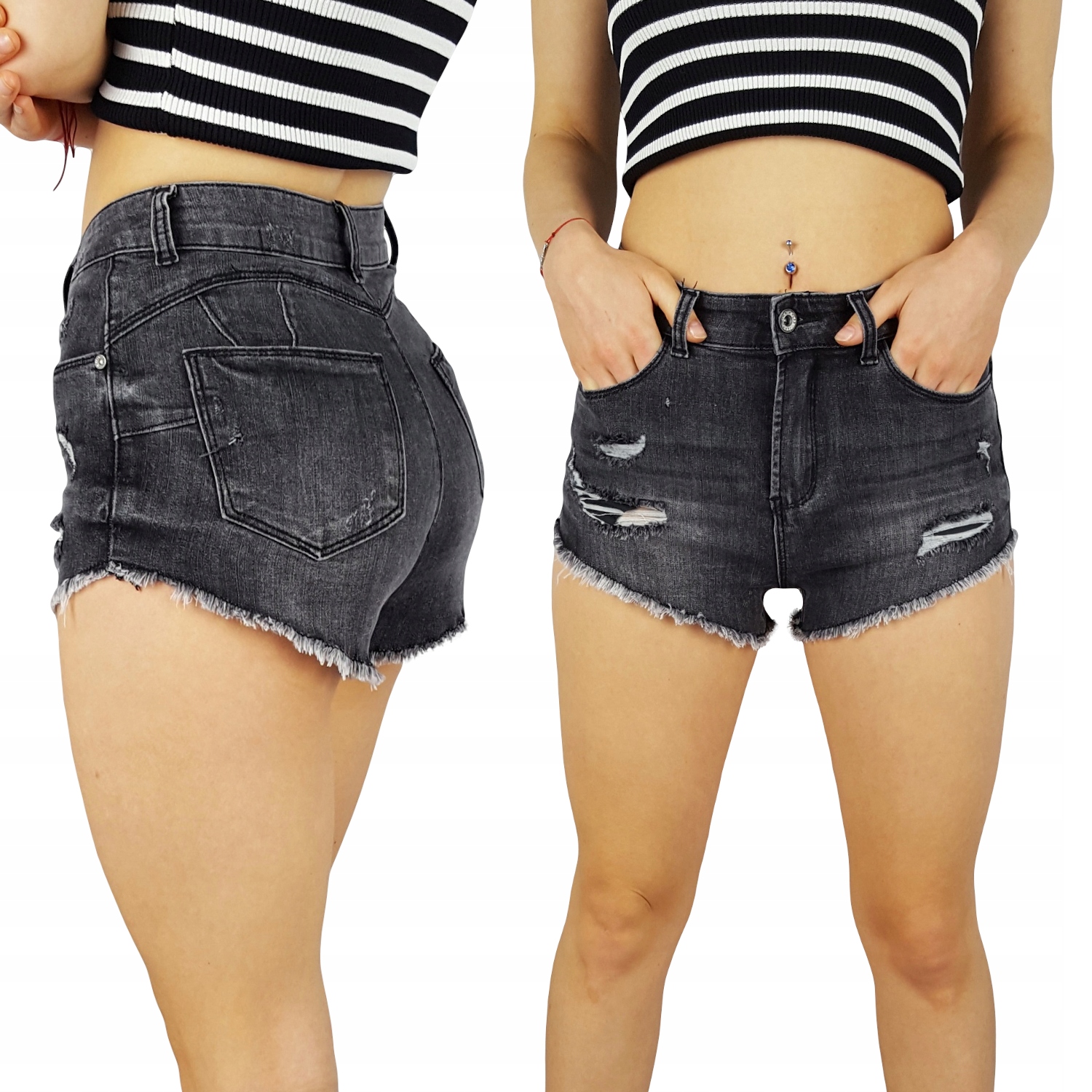 #ZJAWISKOWE - SPODENKI - SZORTY - POSZARPANE - New