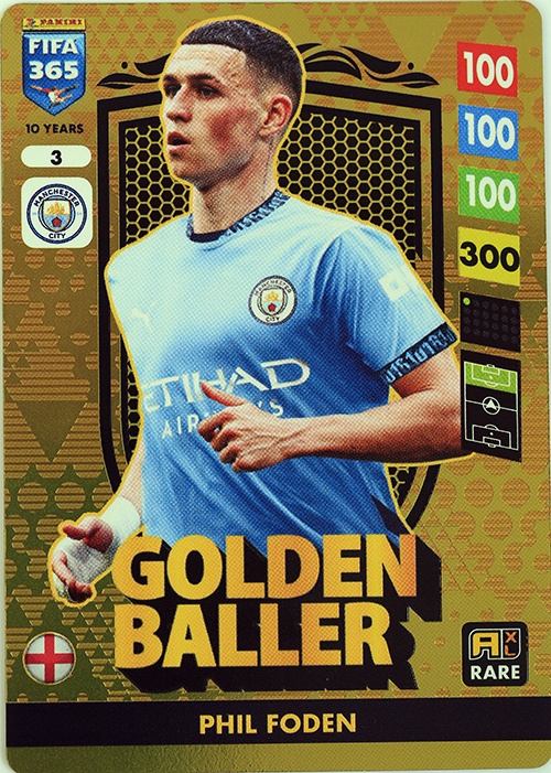 2025 Fifa 365 karta Rare Golden Baller 3 Phil Foden Manchester City panini