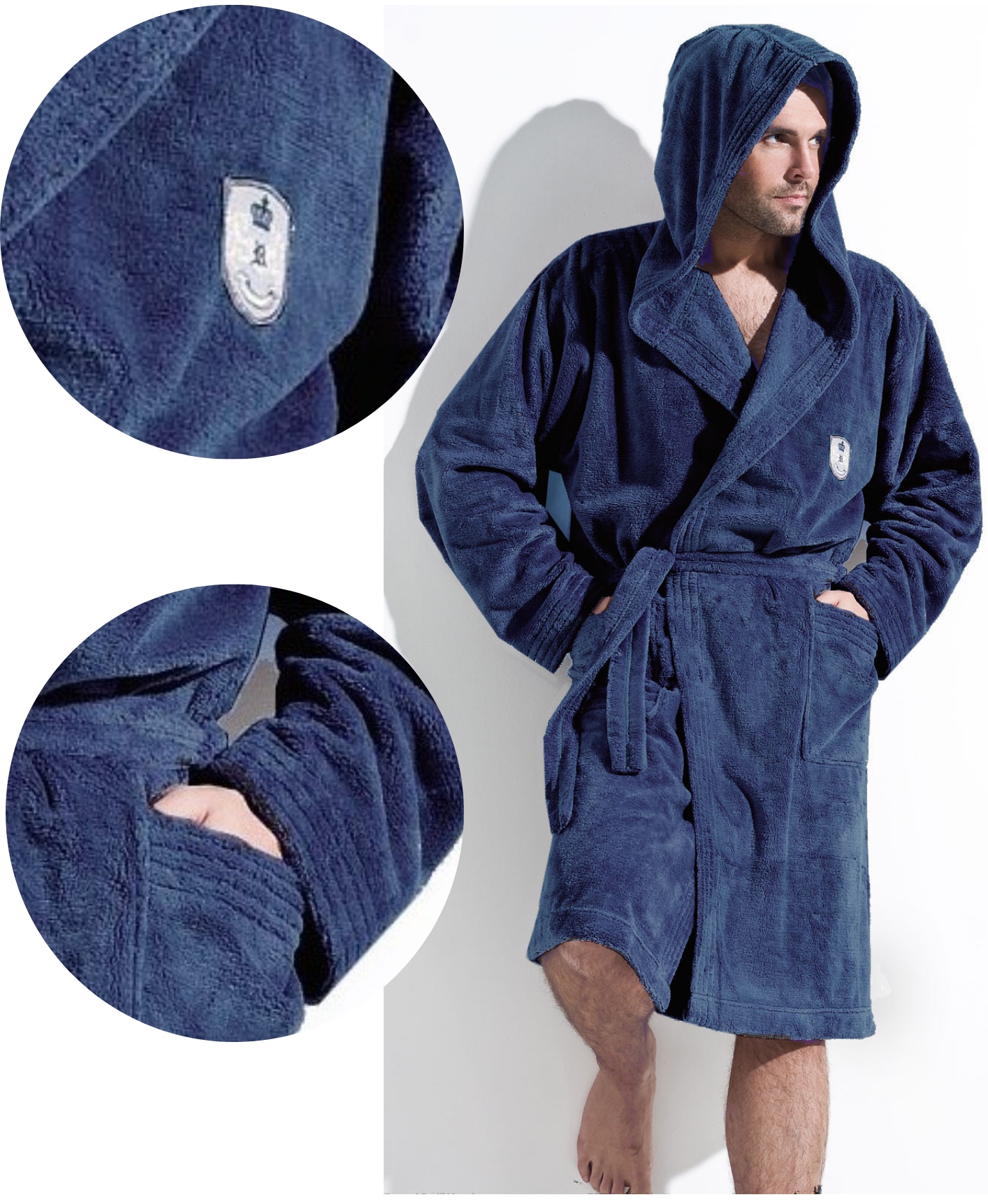 Pánský župan Iwo teplý měkký tmavě modrý navy XXL