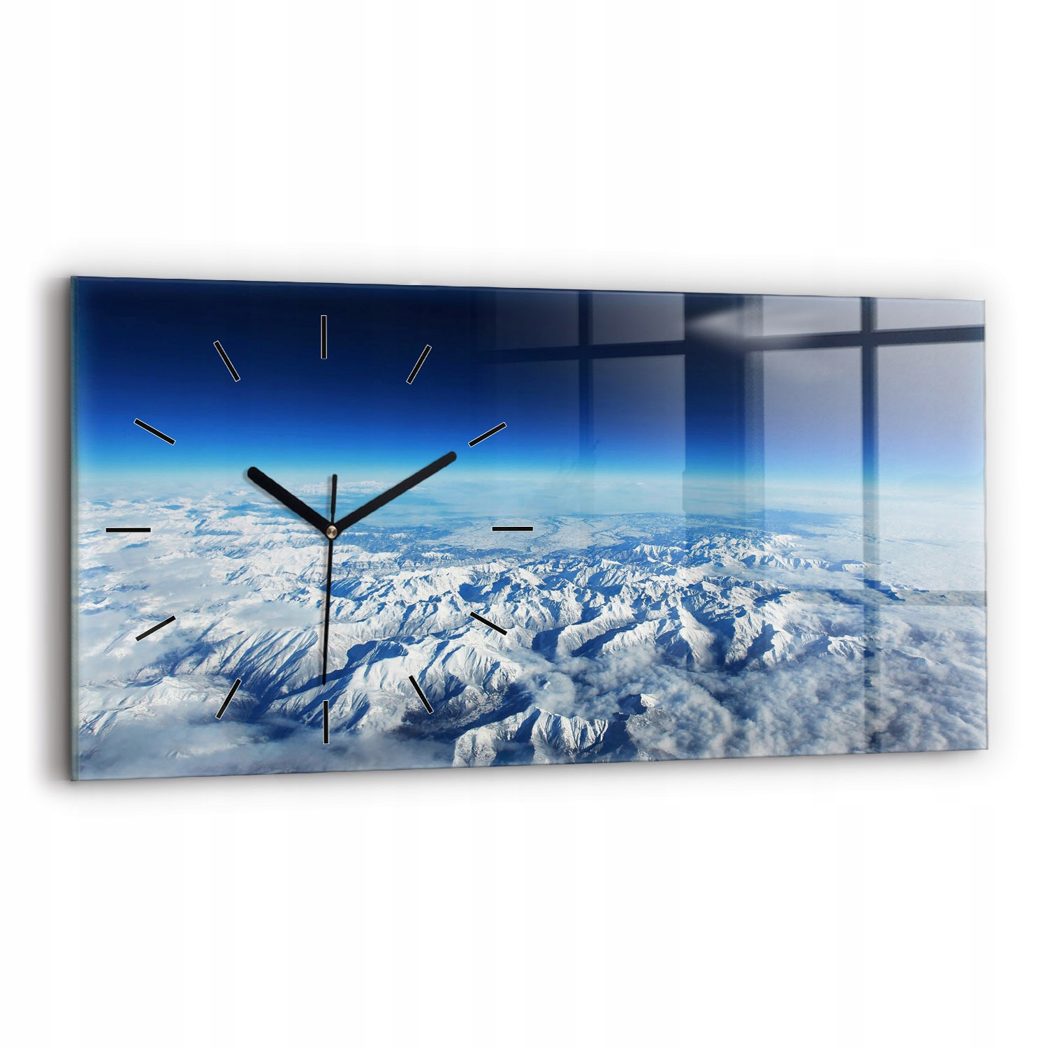 Moderní skleněné nástěnné hodiny s potiskem 60 x 30 cm Loď v přístavu