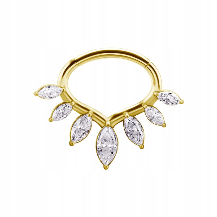 Náušnice clicker s bílými Premium Zirconia CoCr Nf zlatá 1,2/6