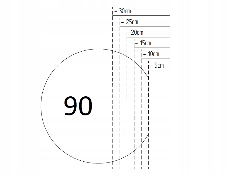 LUSTRO PÓŁOKRĄGŁE ZE ŚCIĘTYM BOKIEM LED 90CM Wysokość 900 mm