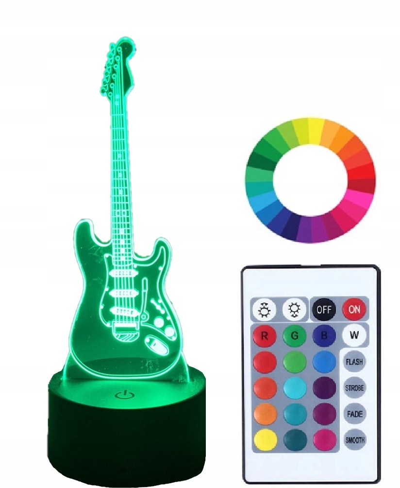 

Lampka Nocna z Imieniem Grawer 3D Led Gitara