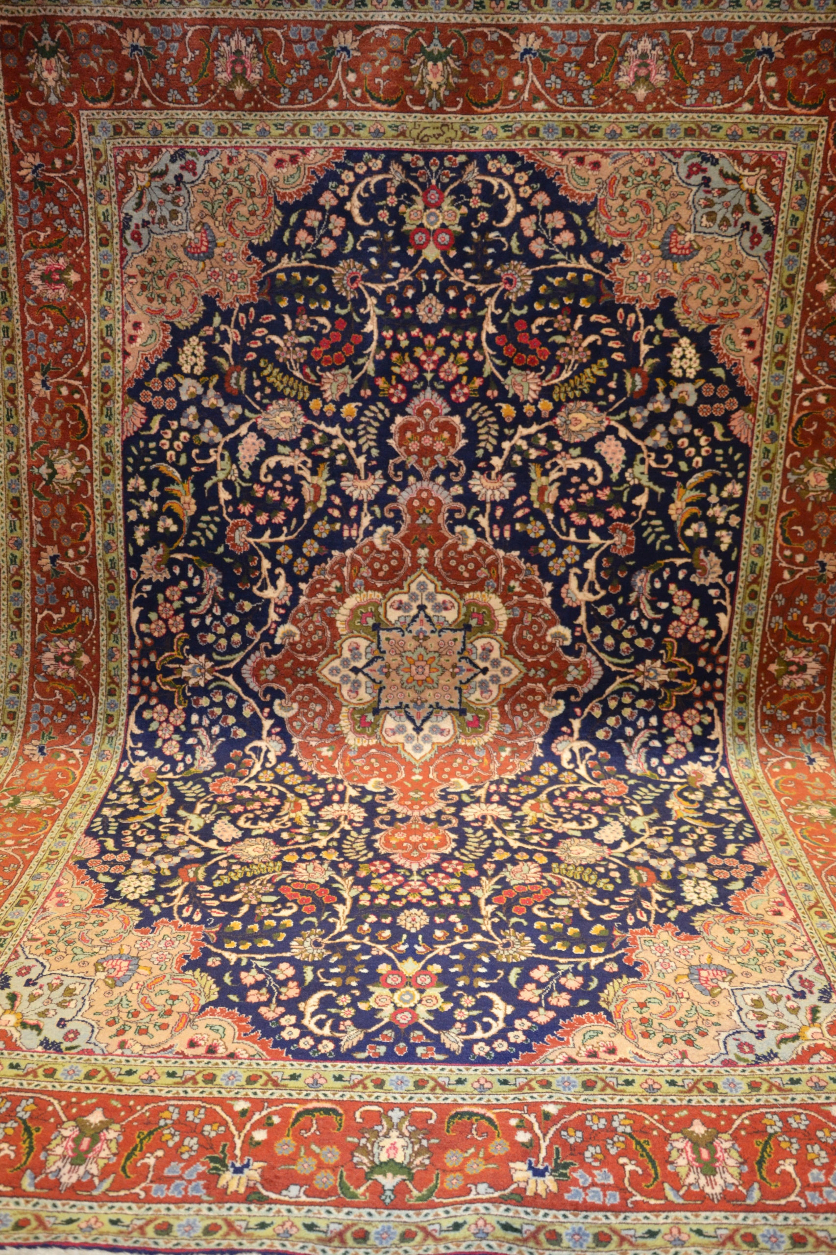 TABRIZ - ORYGINALNY PERSKI DYWAN RĘCZNIE TKANY 195x290 SYGNOWANY W RUNIE
