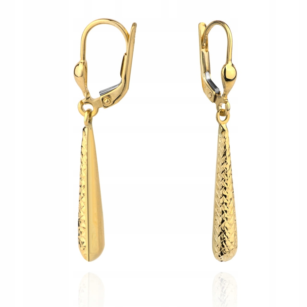 Náušnice zlaté 585 závěsné diamantové mačičky pro elegantní ženy